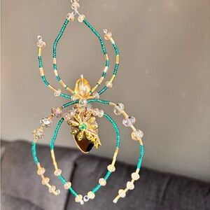Elegant Beaded Glass Spider Suncatcher